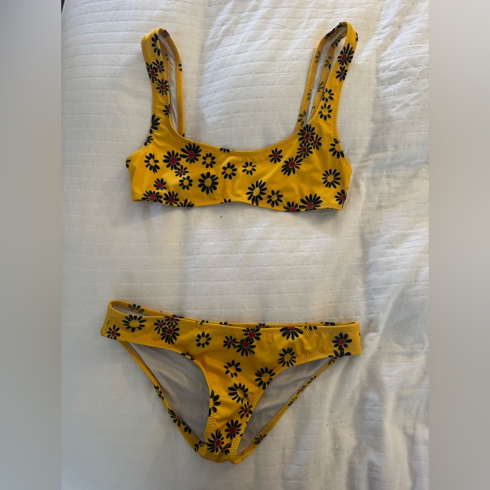 Solid and Stripe - Yellow Floral Bikini Set